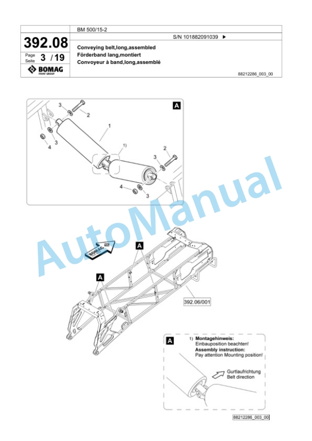 Bomag BM 500-15-2 Cold Milling Planer Spare Parts Catalogue 00826459-2
