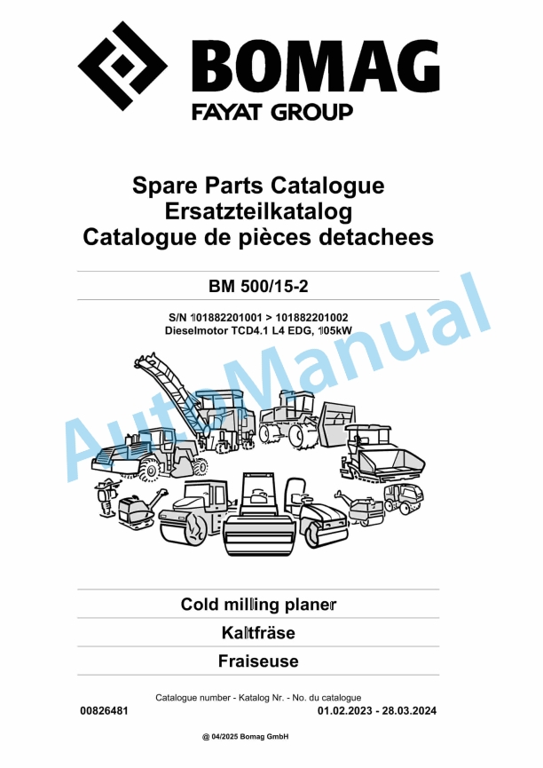 Bomag BM 500-15-2 Cold Milling Planer Spare Parts Catalogue 00826481
