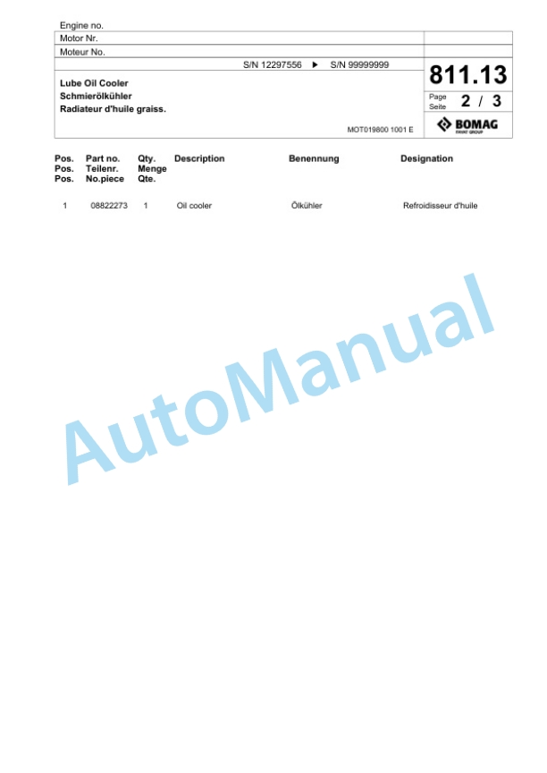 Bomag BM 500-15-2 Cold Milling Planer Spare Parts Catalogue 00826481-4