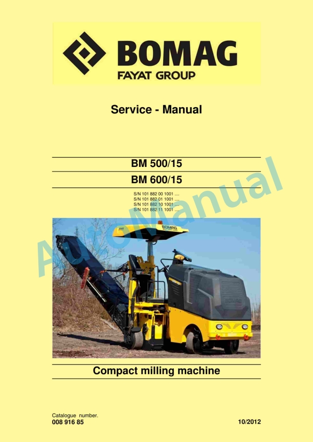 Bomag BM 500-15, BM 600-15 Compact Milling Machine Service Manual 00891685