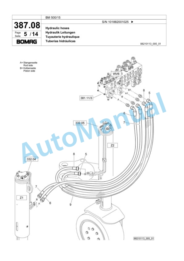 Bomag BM 500-15 Cold Milling Planer Spare Parts Catalogue 00818873-2