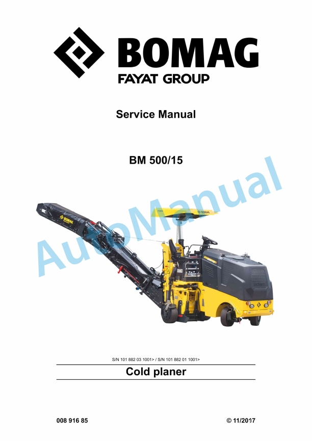 Bomag BM 500-15 Cold Planer Service Manual 00891685