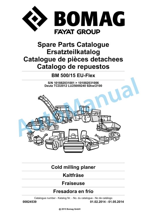 Bomag BM 500-15 EU-Flex Cold Milling Planer Spare Parts Catalogue 00824539