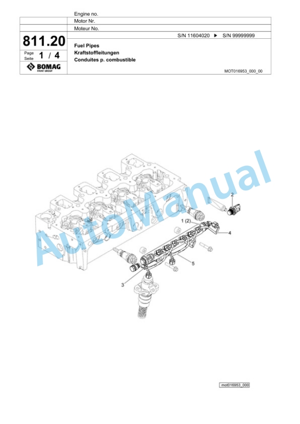 Bomag BM 500-15 EU-Flex T4i Cold Milling Planer Spare Parts Catalogue 00825063-4