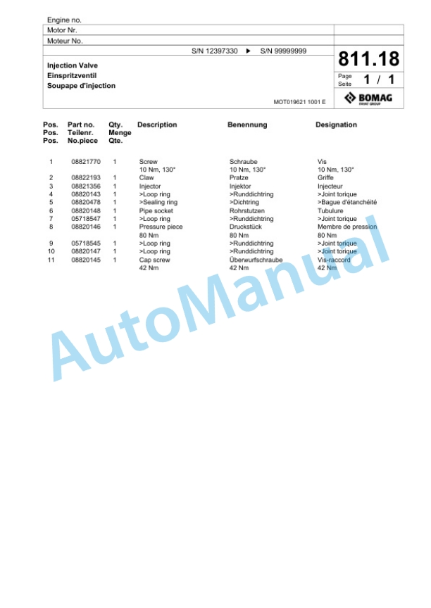 Bomag BM 500-15 Stage V Cold Milling Planer Spare Parts Catalogue 00825885-5