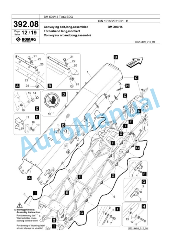Bomag BM 500-15 Tier3 EDG Cold Milling Planer Spare Parts Catalogue 00825161-2