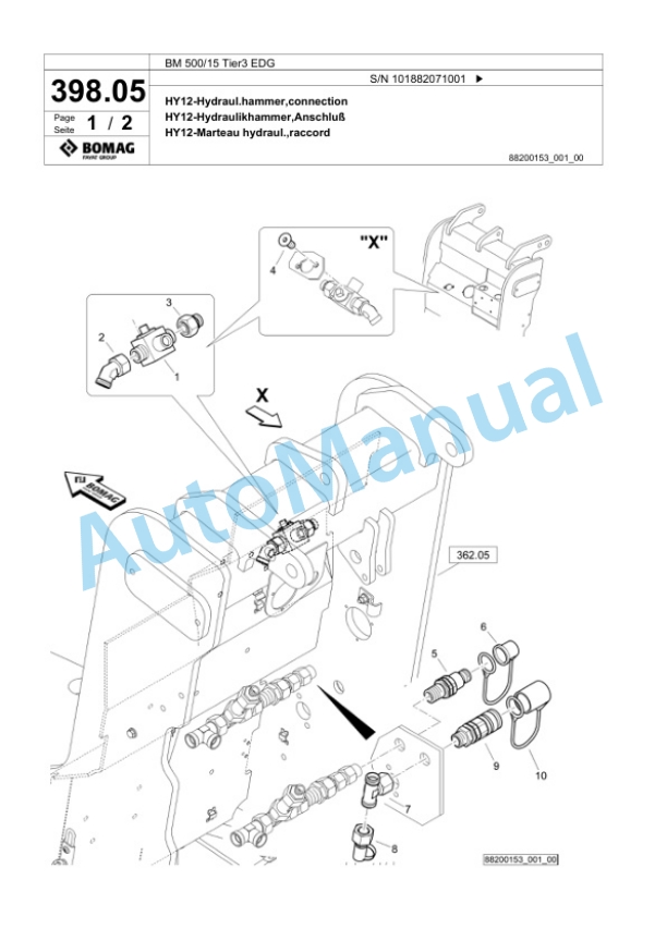Bomag BM 500-15 Tier3 EDG Cold Milling Planer Spare Parts Catalogue 00825161-3