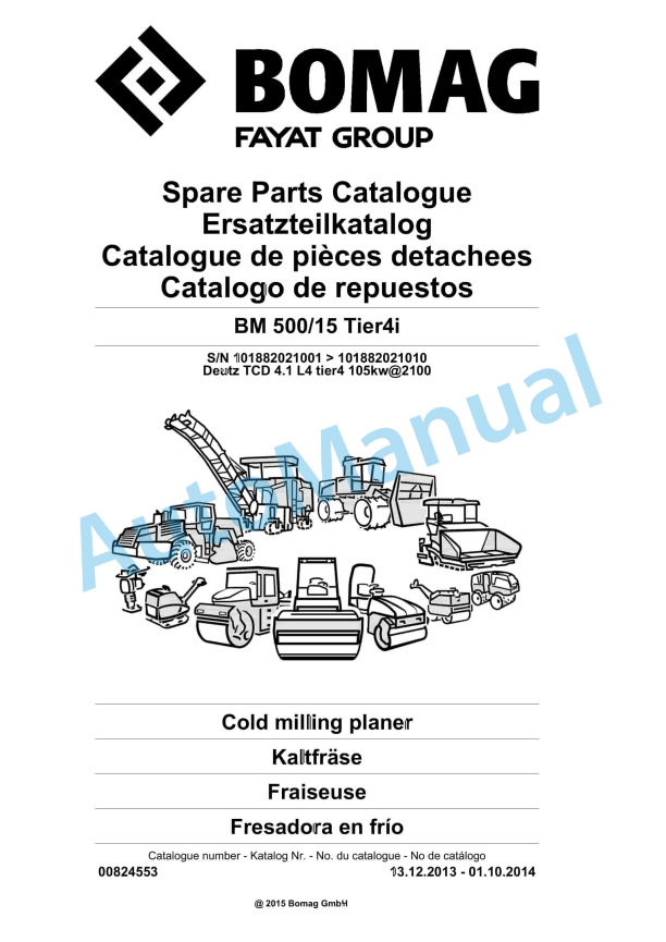 Bomag BM 500-15 Tier4i Cold Milling Planer Spare Parts Catalogue 00824553