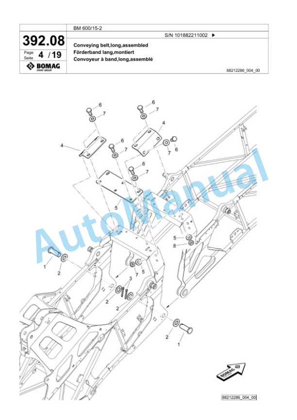 Bomag BM 600-15-2 Cold Milling Planer Spare Parts Catalogue 00826483-2