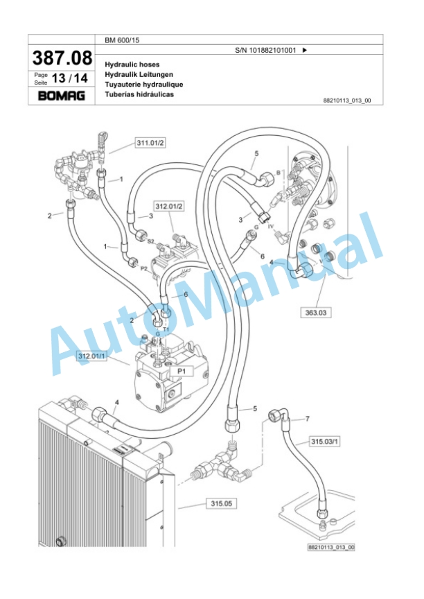 Bomag BM 600-15 Cold Milling Planer Spare Parts Catalogue 00818099-2