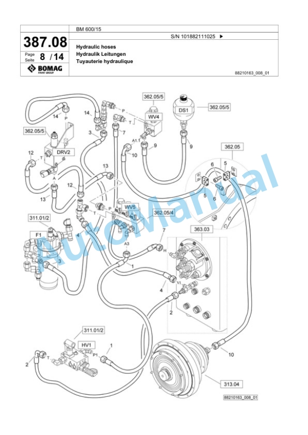 Bomag BM 600-15 Cold Milling Planer Spare Parts Catalogue 00818175-2