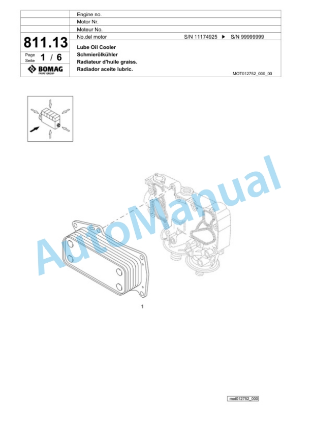 Bomag BM 600-15 EU-Flex Cold Milling Planer Spare Parts Catalogue 00824943-3