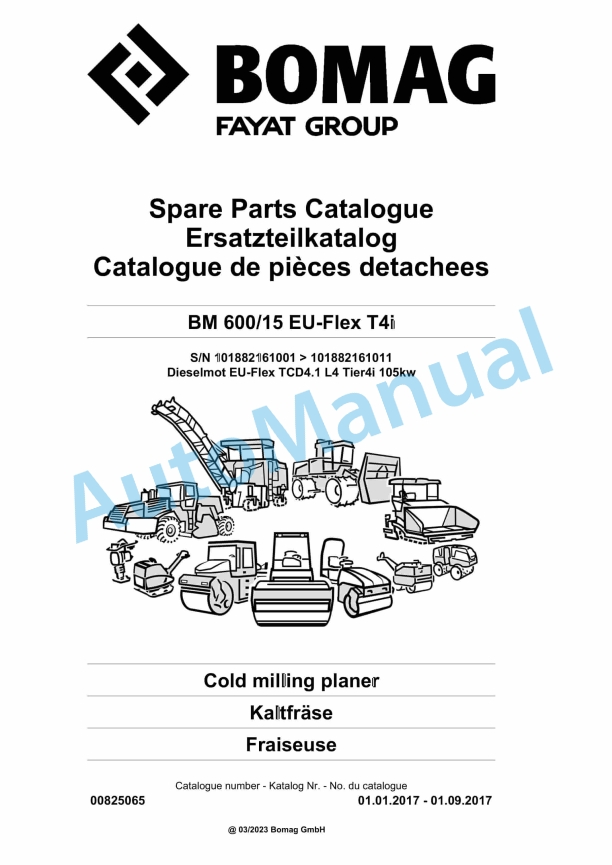 Bomag BM 600-15 EU-Flex T4i Cold Milling Planer Spare Parts Catalogue 00825065