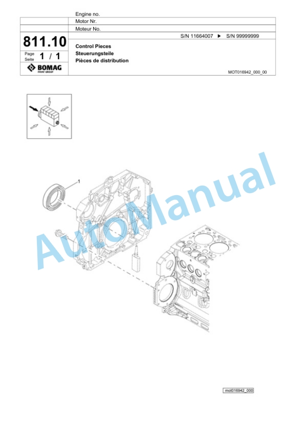 Bomag BM 600-15-PB TIER4I Cold Milling Planer Spare Parts Catalogue 00824745-5