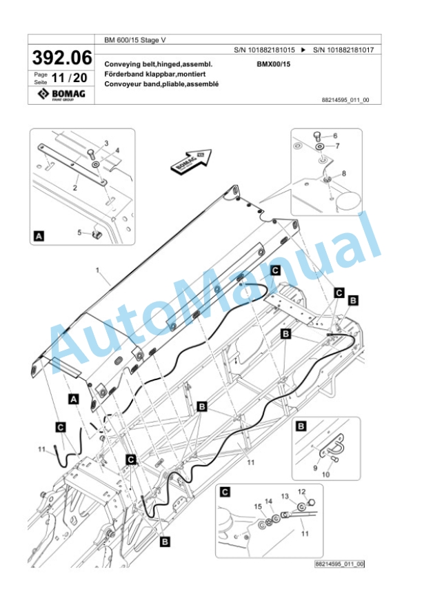 Bomag BM 600-15 Stage V Cold Milling Planer Spare Parts Catalogue 00825887-2