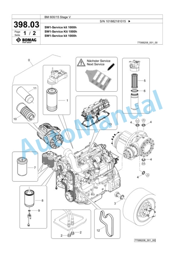 Bomag BM 600-15 Stage V Cold Milling Planer Spare Parts Catalogue 00825887-4
