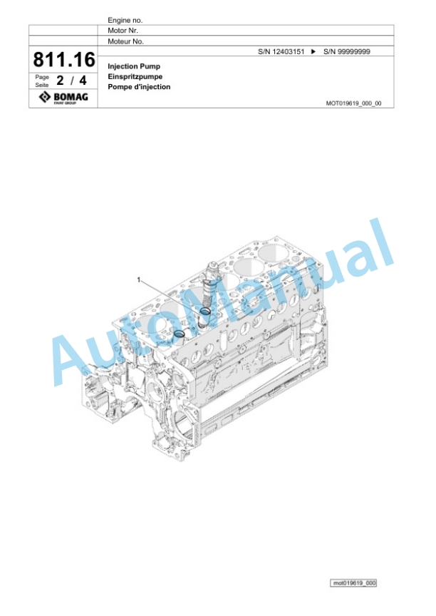Bomag BM 600-15 Stage V Cold Milling Planer Spare Parts Catalogue 00825887-5