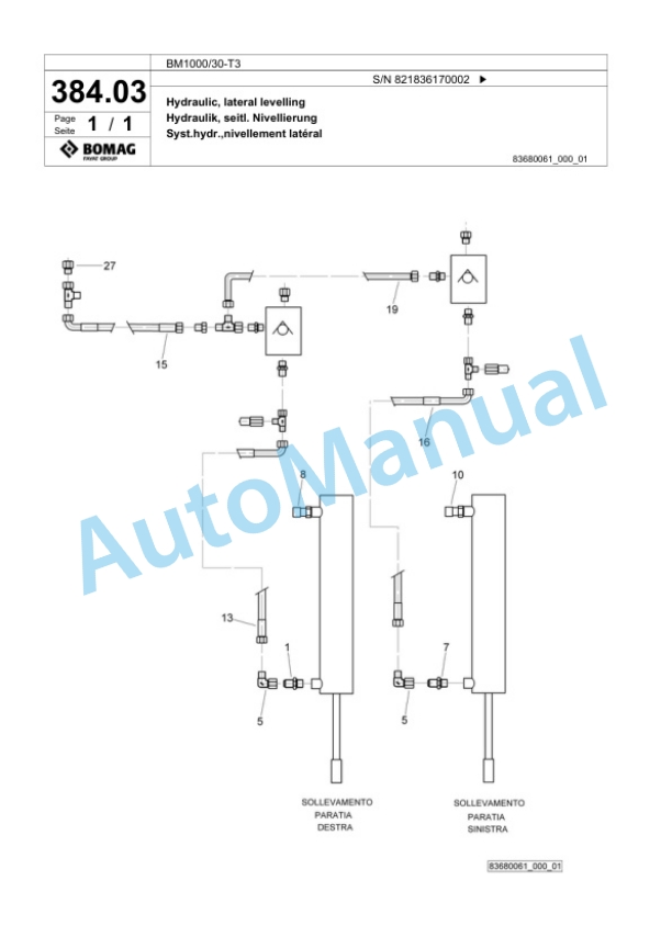 Bomag BM1000-30-T3 Cold Milling Planer Spare Parts Catalogue 00818423-3