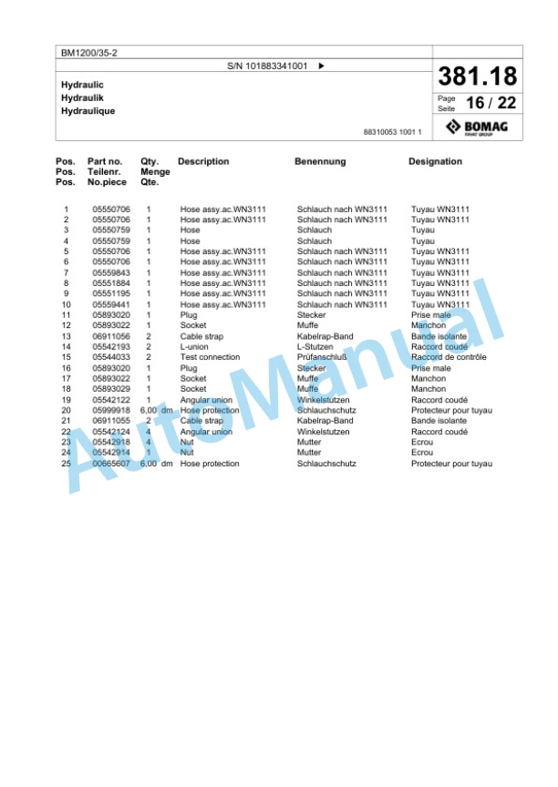 Bomag BM1200-35-2 Cold Milling Planer Spare Parts Catalogue 00826497-2