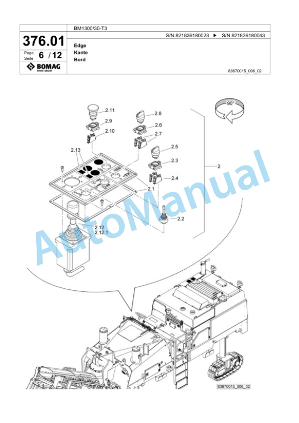Bomag BM1300-30-T3 Cold Milling Planer Spare Parts Catalogue 00818425-2