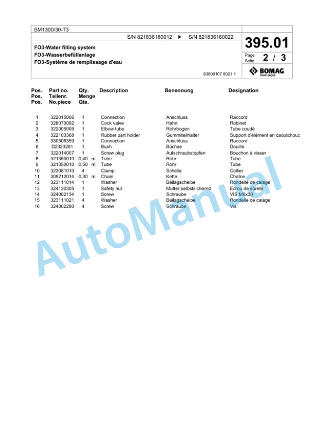 Bomag BM1300-30-T3 Cold Milling Planer Spare Parts Catalogue 00818425-5
