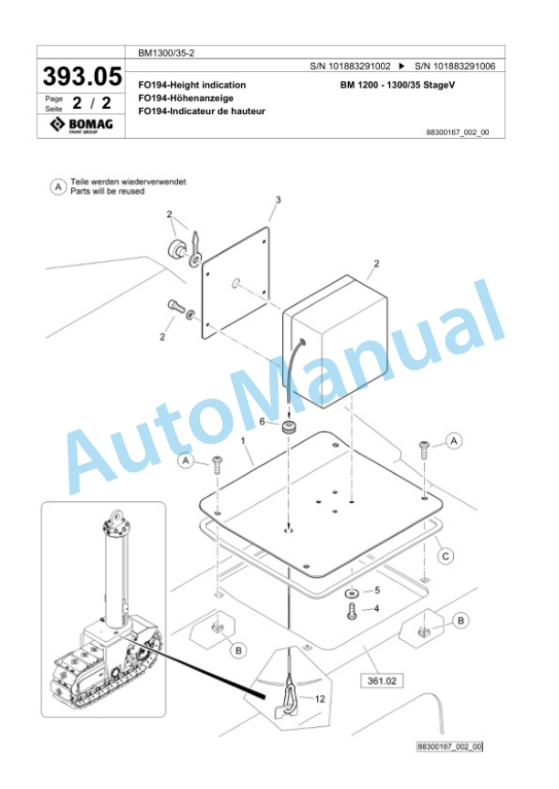 Bomag BM1300-35-2 Cold Milling Planer Spare Parts Catalogue 00826487-3