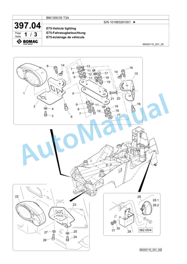 Bomag BM1300-35 T3A Cold Milling Planer Spare Parts Catalogue 00826163-4