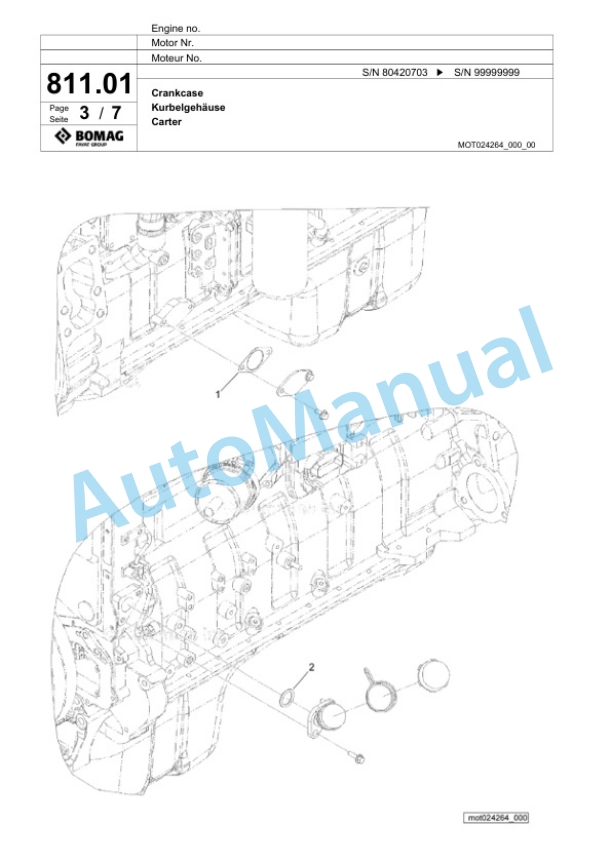 Bomag BM1500-65 Stage V Cold Milling Planer Spare Parts Catalogue 00826471-5