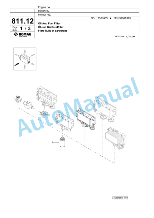 Bomag BM600-15-TIER4F Cold Milling Planer Spare Parts Catalogue 00825151-3