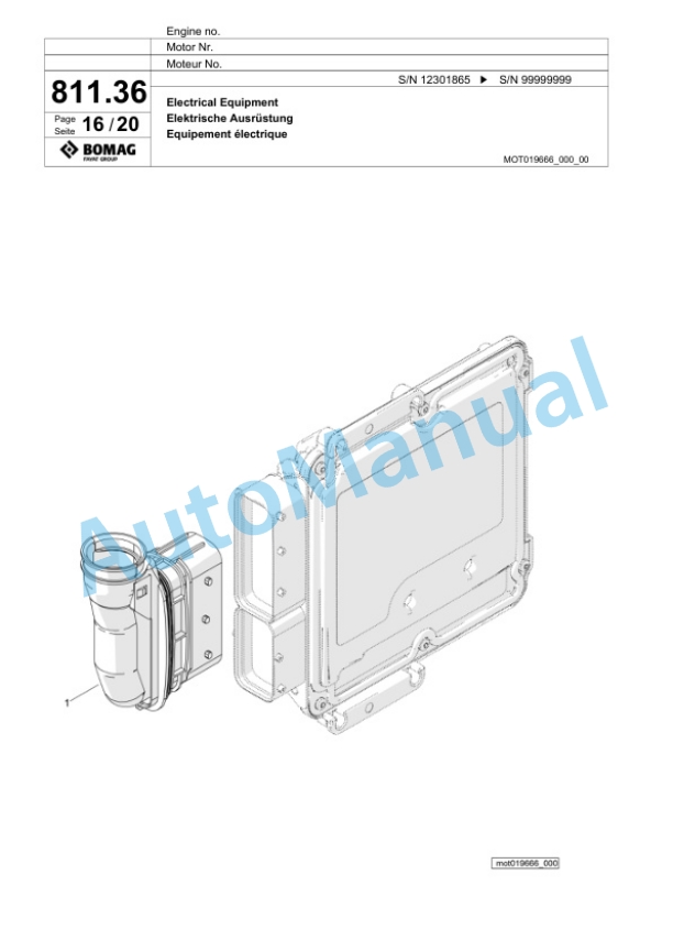 Bomag BM600-15-TIER4F Cold Milling Planer Spare Parts Catalogue 00825151-5
