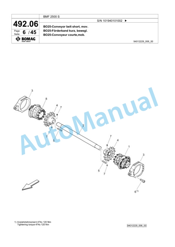 Bomag BMF 2500 S Feeder Spare Parts Catalogue 00825155-4