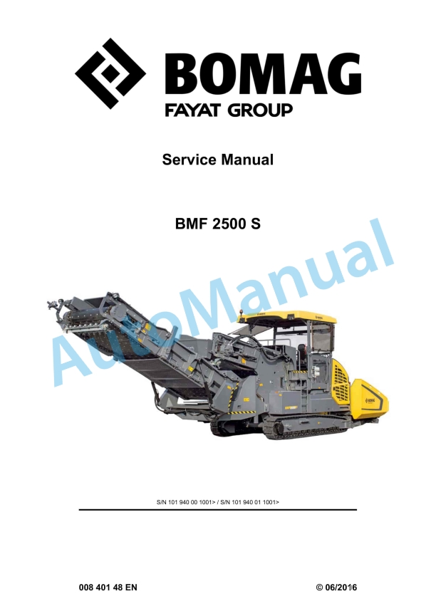 Bomag BMF 2500 S Service Manual 00840148