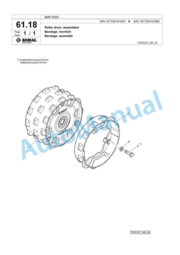 Bomag BMP 8500 Multi Purpose Compactor Spare Parts Catalogue 00825737-2