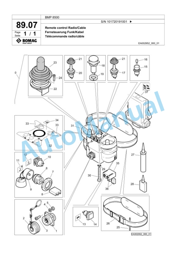 Bomag BMP 8500 Multi Purpose Compactor Spare Parts Catalogue 00826969-3