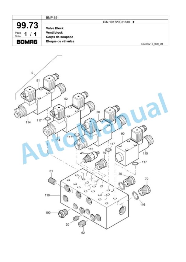 Bomag BMP 851 Multi Purpose Compactor Spare Parts Catalogue 00817409-4