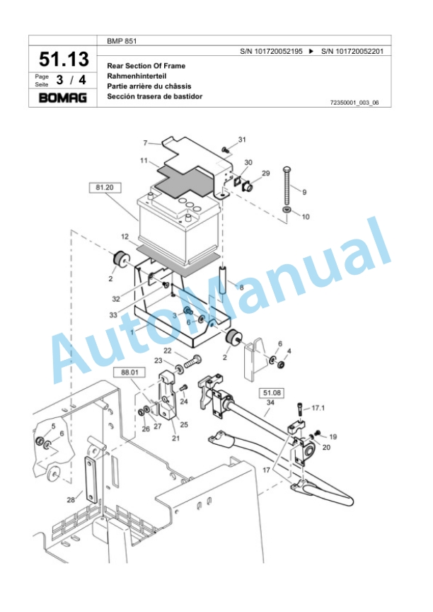 Bomag BMP 851 Multi Purpose Compactor Spare Parts Catalogue 00817959-2