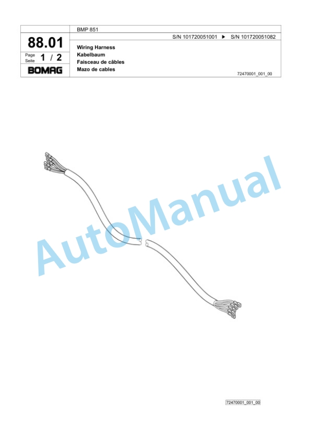 Bomag BMP 851 Multi Purpose Compactor Spare Parts Catalogue 00817959-3