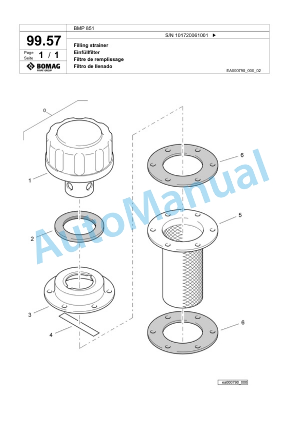 Bomag BMP 851 Multi Purpose Compactor Spare Parts Catalogue 00818499-4