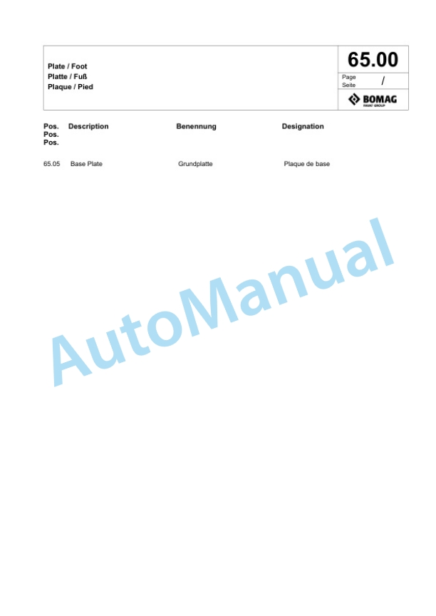 Bomag BP 10-30 Vibratory Plate Compactor Spare Parts Catalogue 00827091-4