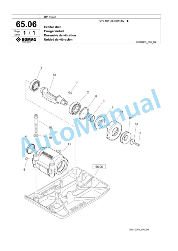 Bomag BP 10-35 Vibratory Plate Compactor Spare Parts Catalogue 00818633-3
