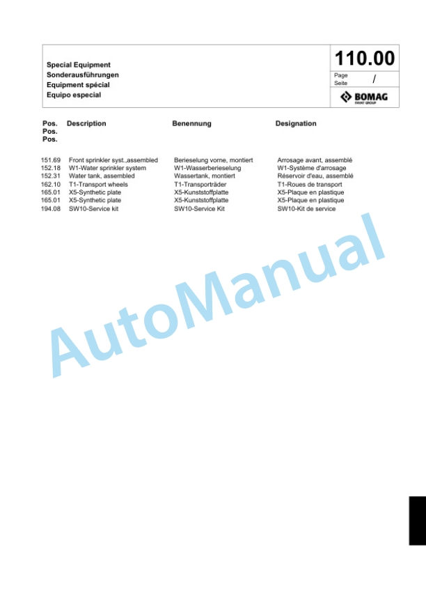 Bomag BP 10-35 Vibratory Plate Compactor Spare Parts Catalogue 00818633-4