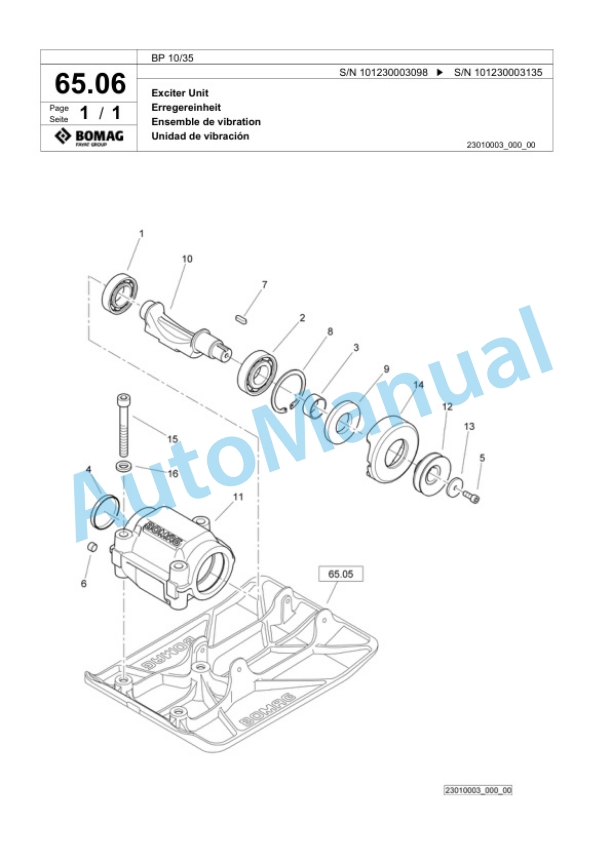 Bomag BP 10-35 Vibratory Plate Compactor Spare Parts Catalogue 00824063-4