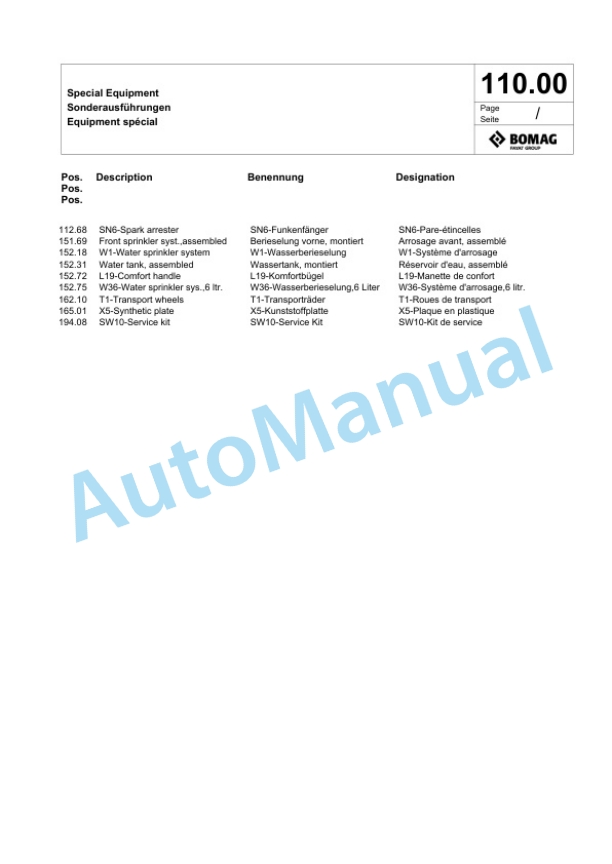 Bomag BP 10-35 Vibratory Plate Compactor Spare Parts Catalogue 00825021-4