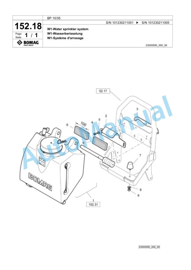 Bomag BP 10-35 Vibratory Plate Compactor Spare Parts Catalogue 00825021-5