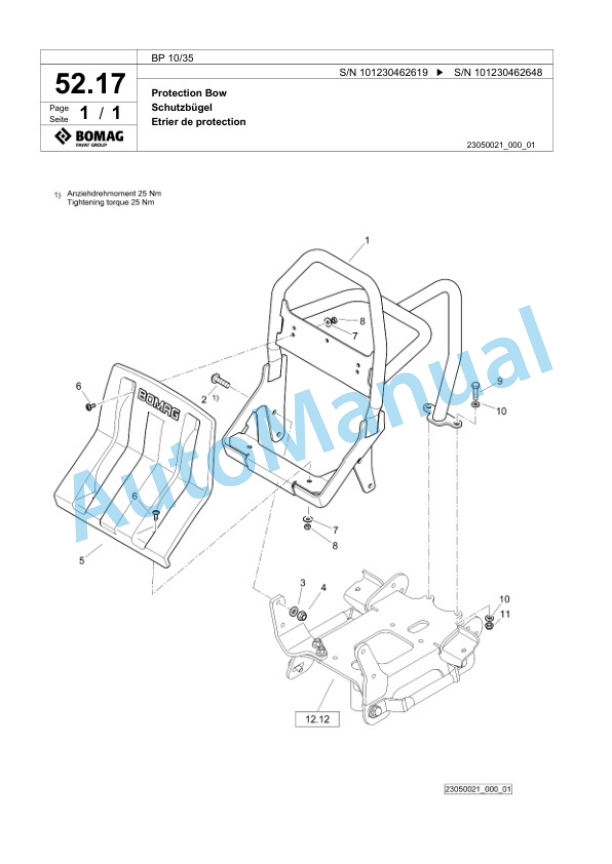 Bomag BP 10-35 Vibratory Plate Compactor Spare Parts Catalogue 00826111-2
