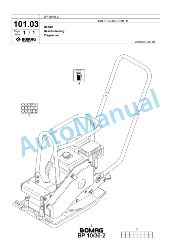 Bomag BP 10-36-2 Vibratory Plate Compactor Spare Parts Catalogue 00812064-4