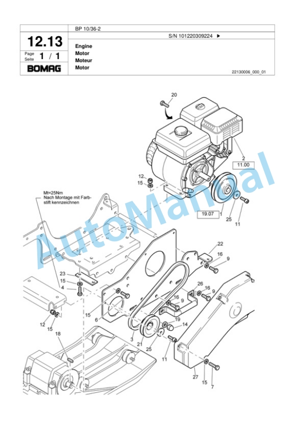 Bomag BP 10-36-2 Vibratory Plate Compactor Spare Parts Catalogue 00817411-2