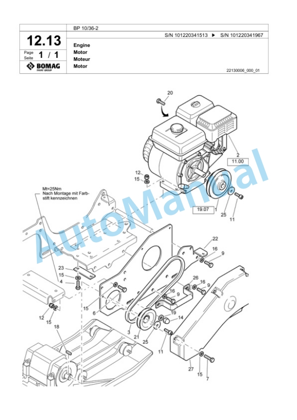 Bomag BP 10-36-2 Vibratory Plate Compactor Spare Parts Catalogue 00817609-2