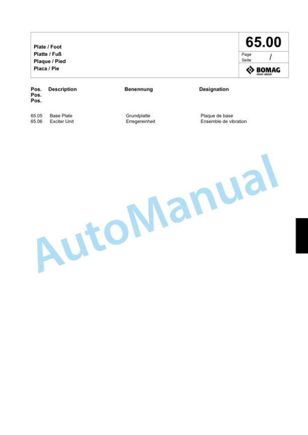Bomag BP 10-36-2 Vibratory Plate Compactor Spare Parts Catalogue 00817609-3