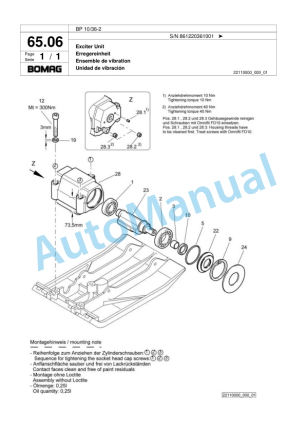 Bomag BP 10-36-2 Vibratory Plate Compactor Spare Parts Catalogue 00818605-5